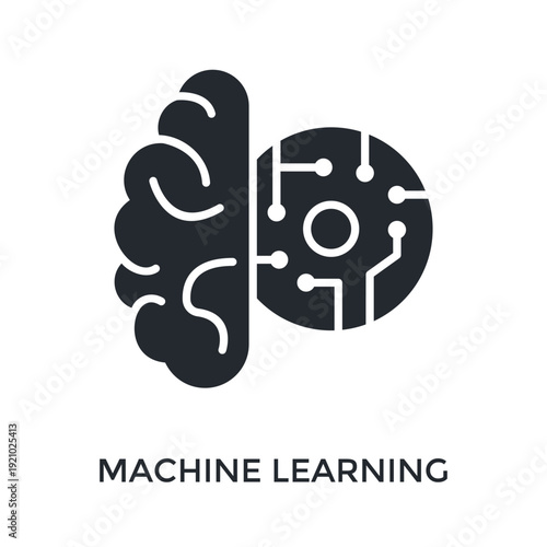 Machine Learning Icon Glyph Style. Vector Illustration For Graphic Design