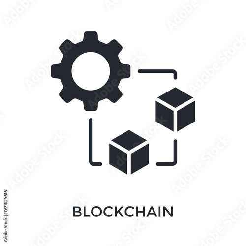 Blockchain Icon Glyph Style. Vector Illustration For Graphic Design
