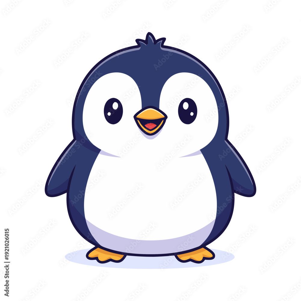 Fototapeta premium Cute Penguin Standing with Happy Expression Illustration