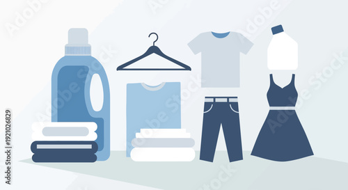 Laundry Detergent and Clean Clothes Display.