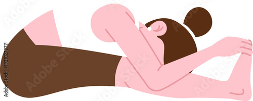 Childâ€™s Pose Yoga Illustration, Stretching Character Design