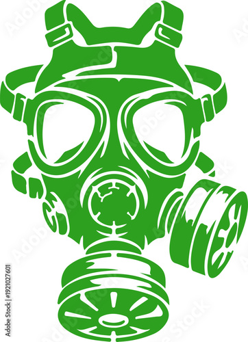 Protective Green Gas Mask Icon for Safety and Hazard Warning