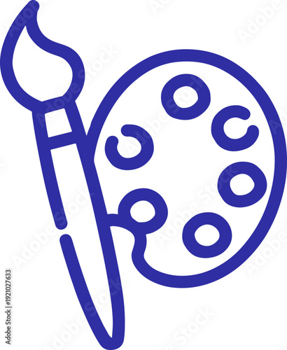 Simple Art Palette and Paintbrush Vector Icon