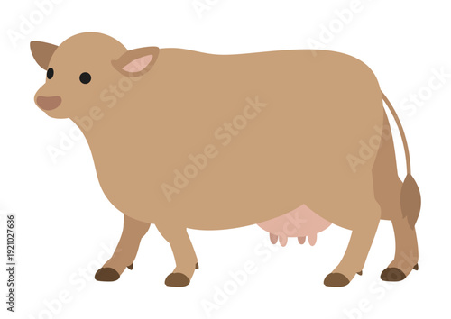 ジャージー牛 斜めを向いて歩くポーズのかわいいベクターイラスト