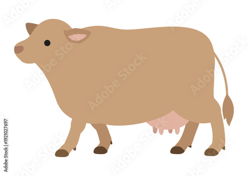 ジャージー牛 横向きに歩くポーズのかわいいベクターイラスト