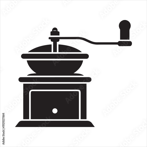 Folding Hand Crank Coffee Grinder Silhouette Vector
