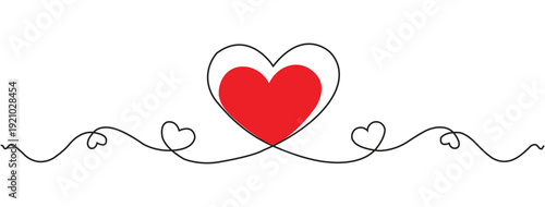 Heart single line art sketch heart Symbol love hand drawn single contour heart for love design.