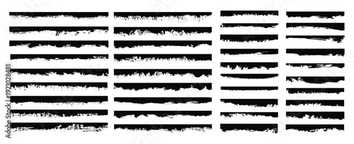 Set of grunge paint edges. Black ink grunge frame border edges.