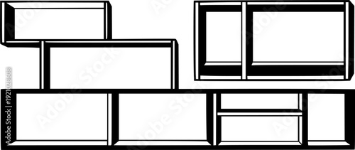 Minimalist black and white shelves
