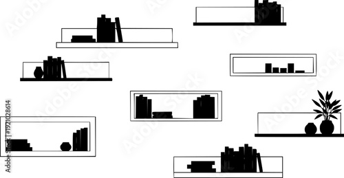 Minimalist black and white shelves
