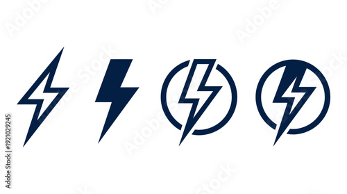 Lightning Bolt Vector Icons Illustration Electricity Power Energy Speed Circle Outline Dark Blue Graphic Vector Design for Technology Branding Modern Symbol Artwork