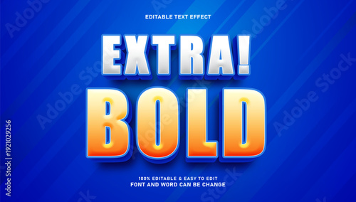 Obraz na płótnie Extra Bold 3D Editable Text Effect with Orange and White Gradient on Blue Backgr