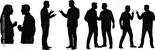 Successful business people silhouettes set for corporate teamwork collaboration communication leadership diverse professionals social networking and professional office career achievement concept
