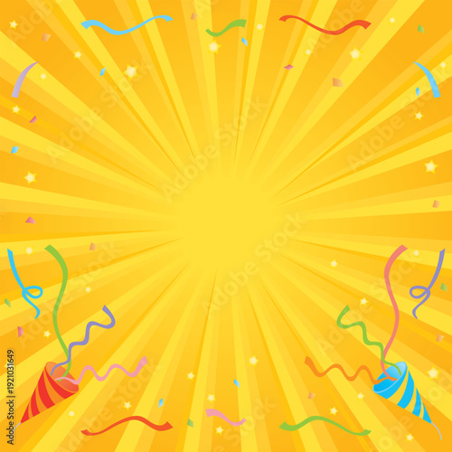 パーティーポッパーと紙吹雪が舞う背景素材