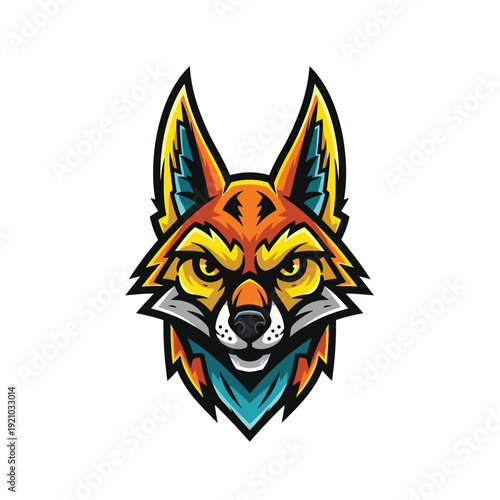Vibrant Aggressive Fox Head Esport Mascot Logo Design - Fierce Wild Animal Illustration for Gaming, Teams & Branding