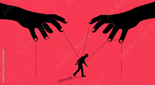 International Day of Remembrance of the Victims of Slavery and the Transatlantic Slave Trade hands manipulate a lone human figure like a puppet, symbolizing control and influence in society