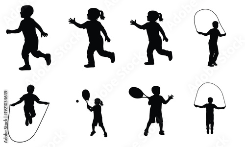 Children engaging in various outdoor jumping activities with different equipment