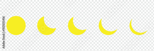 Moon phases astronomy icon silhouette symbol set. Full moon and crescent sign logo. Vector illustration. Isolated on white background. Vector Illustration .EPS 10 .