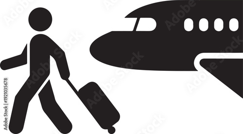 Airplane icon. Commercial aircraft. Plane. Passenger. Vector icon isolated on white background.