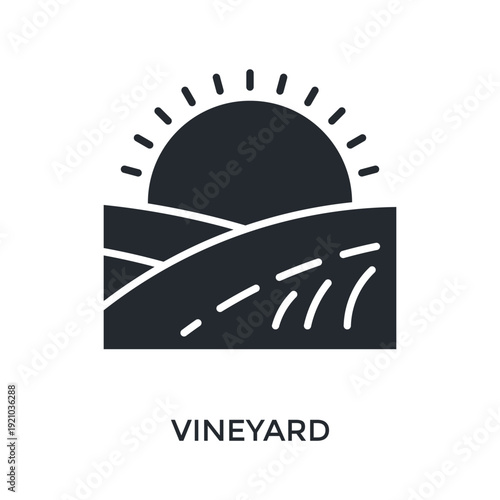 Vineyard Icon Glyph Style. Vector Illustration For Graphic Design