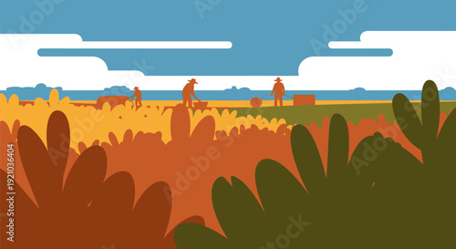 Cacti Desert Landscape Illustration.