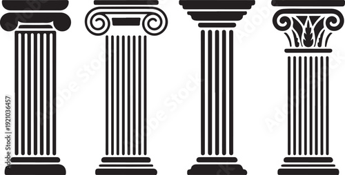 Ancient Columns Icon Set. Vector