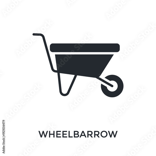 Wheelbarrow Icon Glyph Style. Vector Illustration For Graphic Design