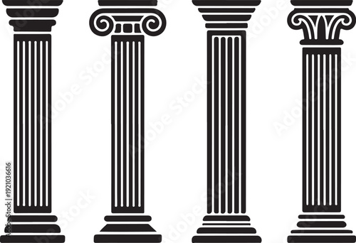Ancient Columns Icon Set. Vector