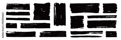 Rough brush square, rectangle frame with torn edges and jagged borders. Square and rectangle shapes for text boxes, vintage paper texture with rough brush black ink strokes. Vector illustration