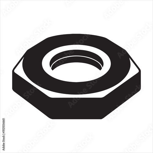 A Single Nut Hardware Silhouette Vector Illustration