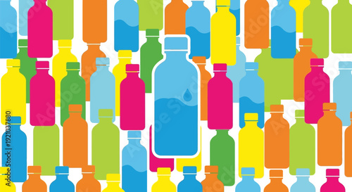 Colorful Plastic Bottles Pattern.