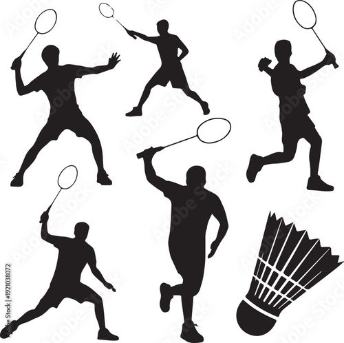Badminton sport tounament male player silhouette 2. Good use for symbol, logo, web icon, mascot, sign, sticker, or any design you want. Easy to use