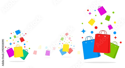 Colorful Shopping Bags and Confetti.