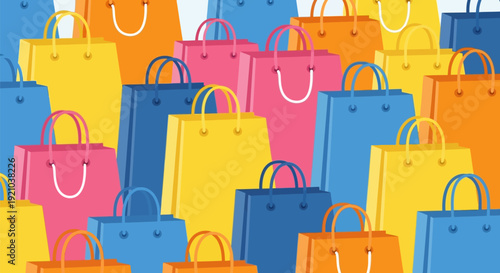 Colorful Shopping Bags with Handles.