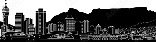 Cape town skyline with table mountain silhouette