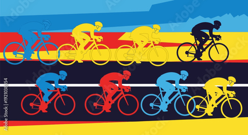 Cyclists Racing on a Track.