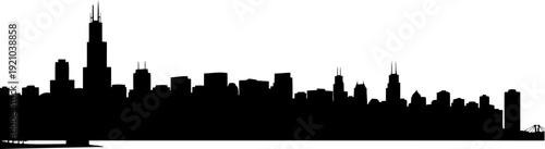 Chicago city skyline silhouette featuring the willis tower and lake michigan waterfront