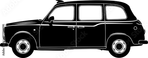 Classic london taxi silhouette for city transportation