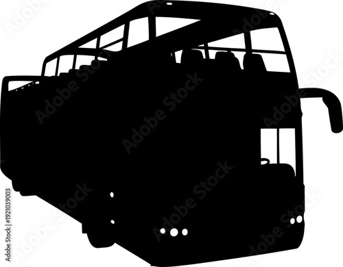 Double decker open top sightseeing tour bus silhouette