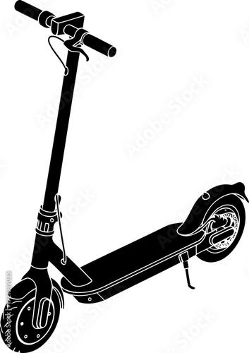 Electric kick scooter silhouette for urban mobility and eco transport