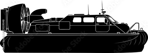 Emergency rescue hovercraft silhouette profile view