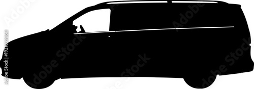 Family minivan vehicle silhouette side profile view