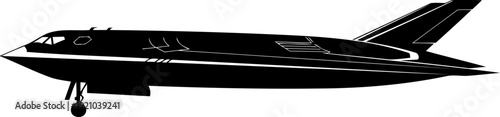 Futuristic stealth bomber aircraft side view silhouette