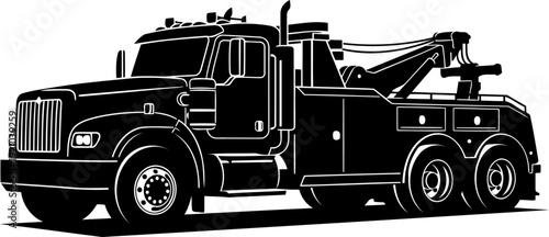 Heavy duty recovery tow truck silhouette for roadside assistance