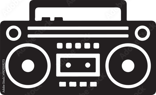 Boombox Radio Cassette Player Icon - Retro Music Stereo System Vector Illustration
