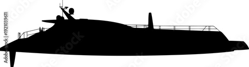 Luxury motor yacht silhouette with sleek modern nautical design