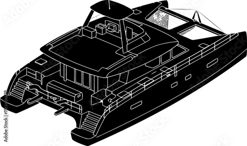 Luxury catamaran yacht silhouette for high-end maritime travel