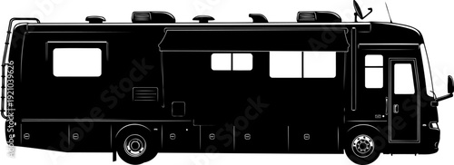 Luxury motorhome silhouette for camping and travel