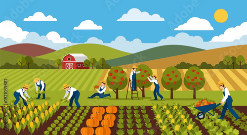 Farmers Working in the Agricultural Field.