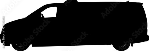 Modern delivery van silhouette for commercial transport and logistics
